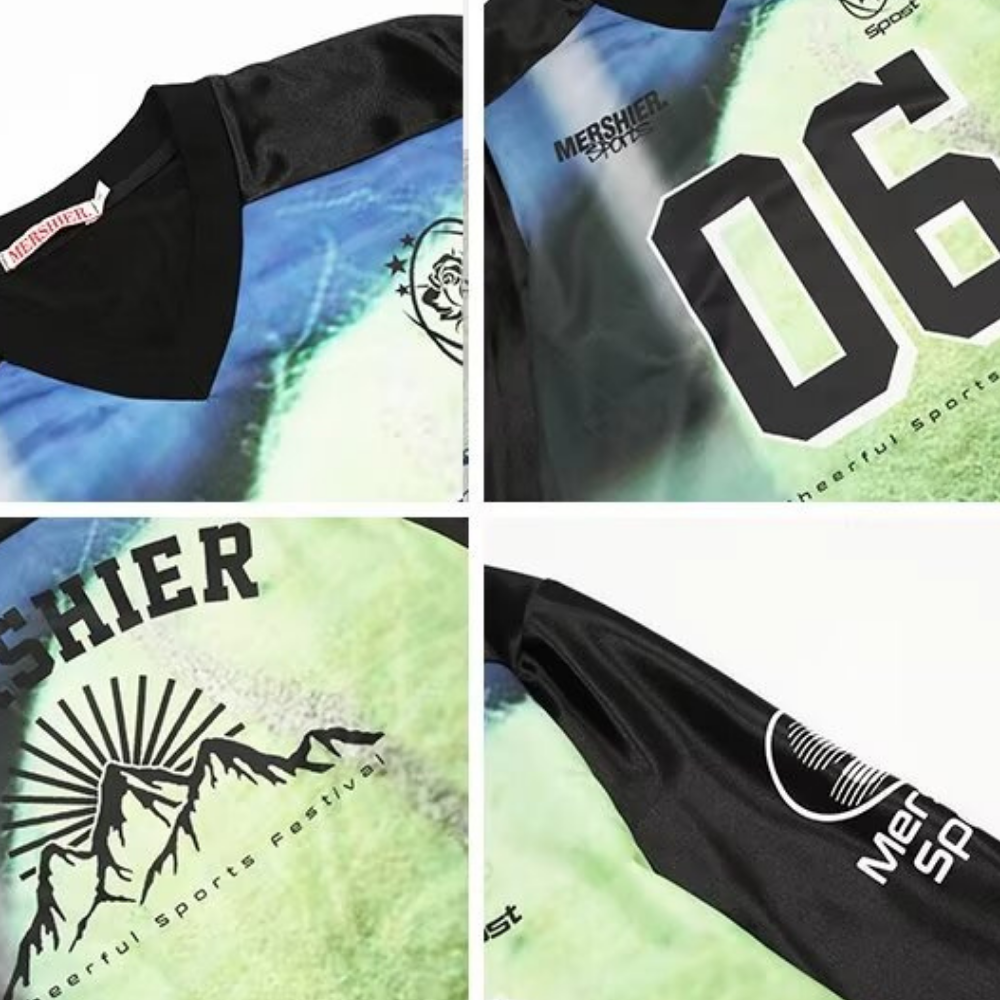 Sporty Satin V-Neck Jersey Sweatshirt