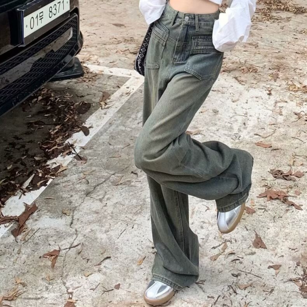 Women's Multi-Pocket Washed Jeans