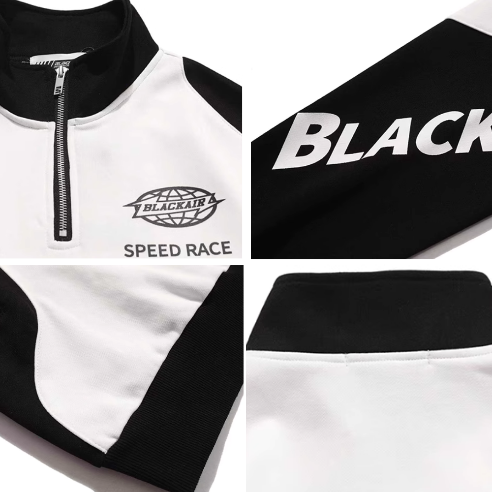 Retro Stand Collar Zipper Racing Sweatshirt