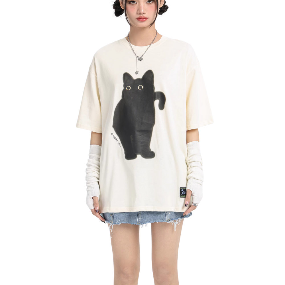 Apathy Little Black Cat T-shirt