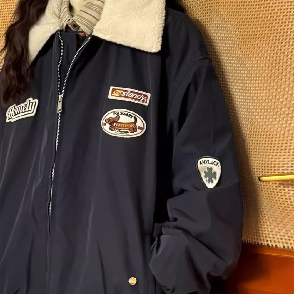 OOC' Old-School Fur Collar Sherpa Jacket Coat