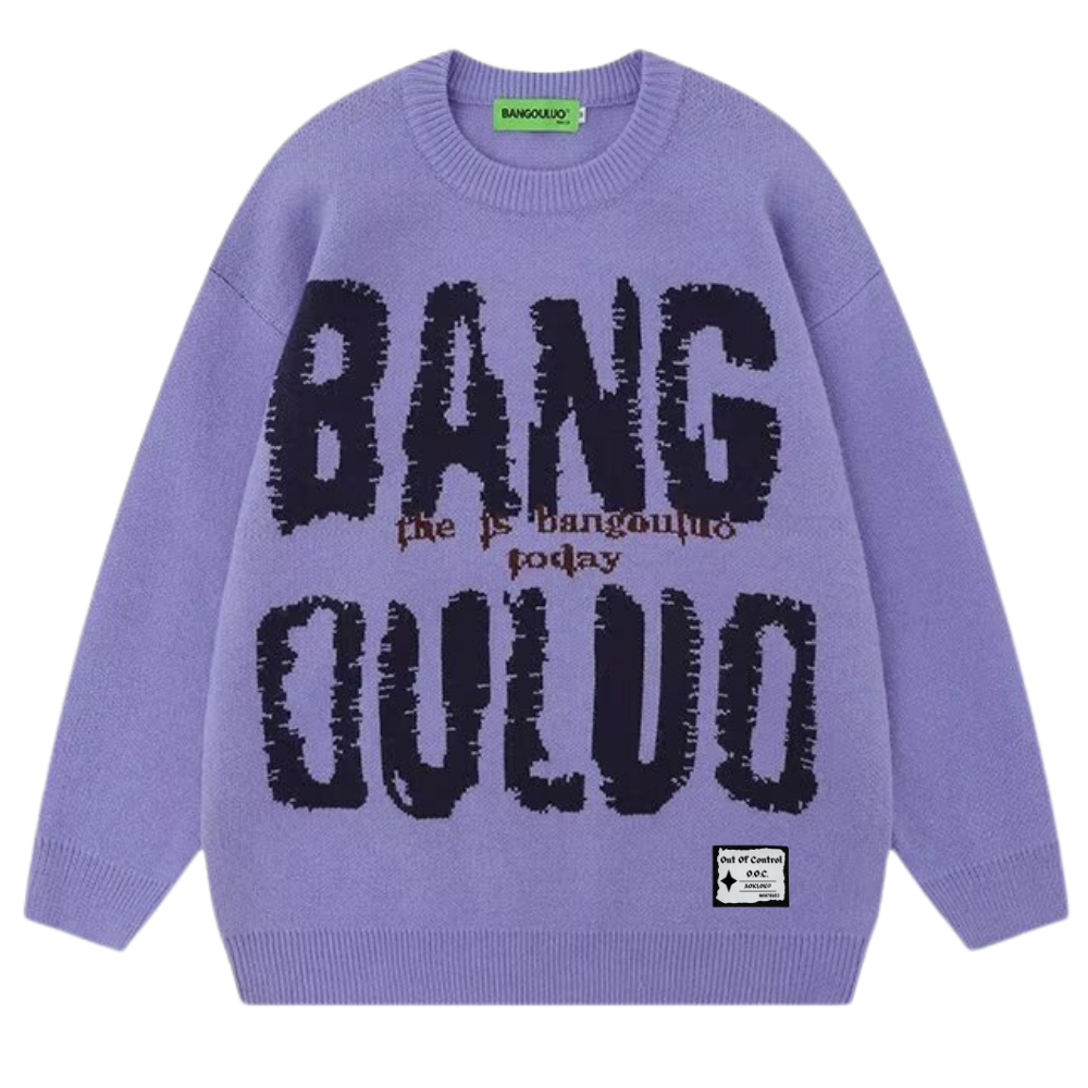 OOC' Lettering Print Loose Sweater