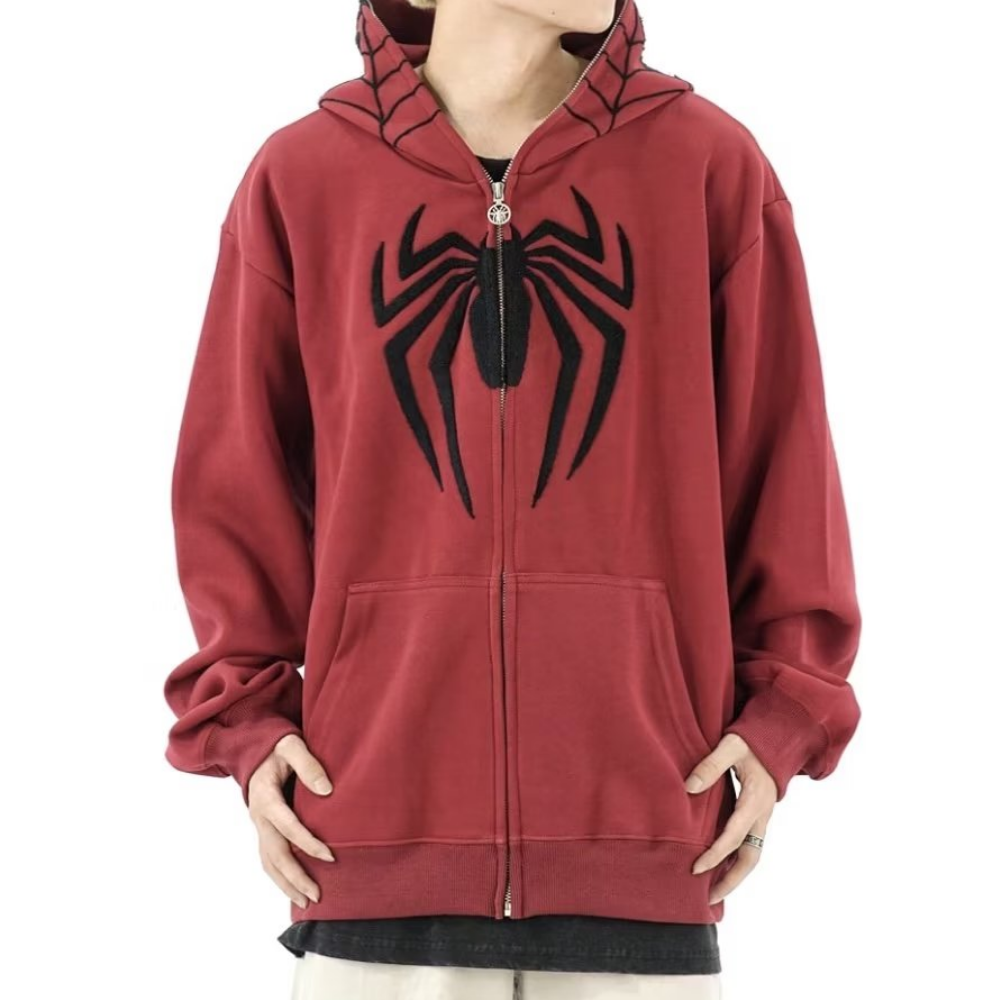 High Street Spider Flocked Couple Hoodie