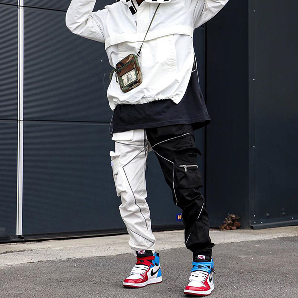 CE | Reflective Line Black-White Cargo Pants