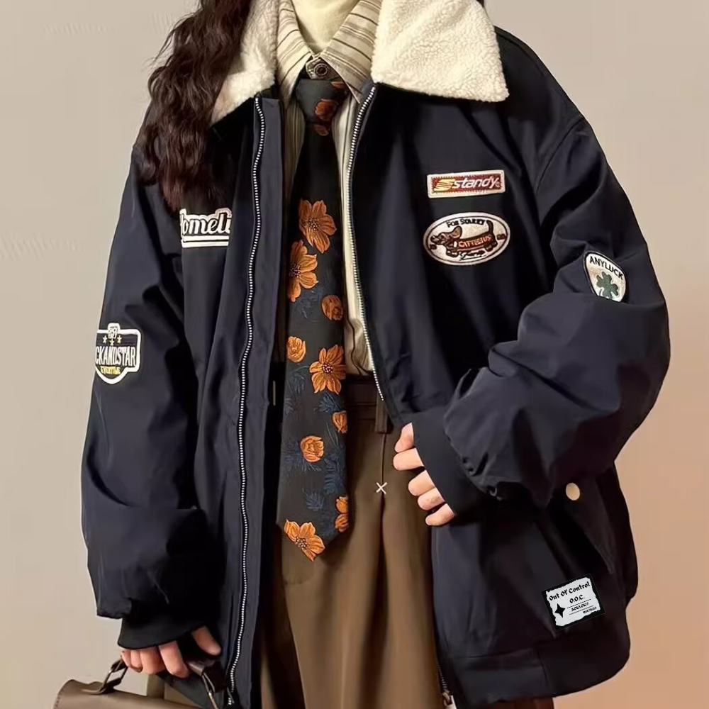 OOC' Old-School Fur Collar Sherpa Jacket Coat