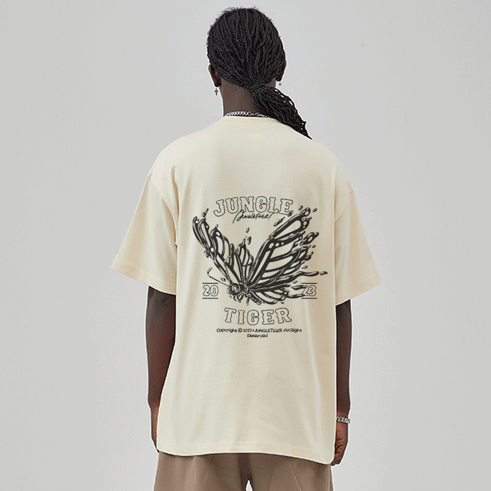 Dark Skeleton Butterfly Solid Color T-Shirt