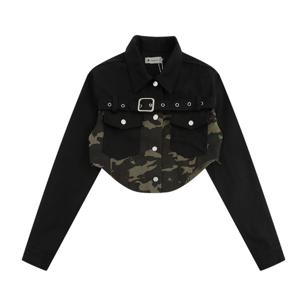 Women's High Street Camouflage Stitching Outfit Sets