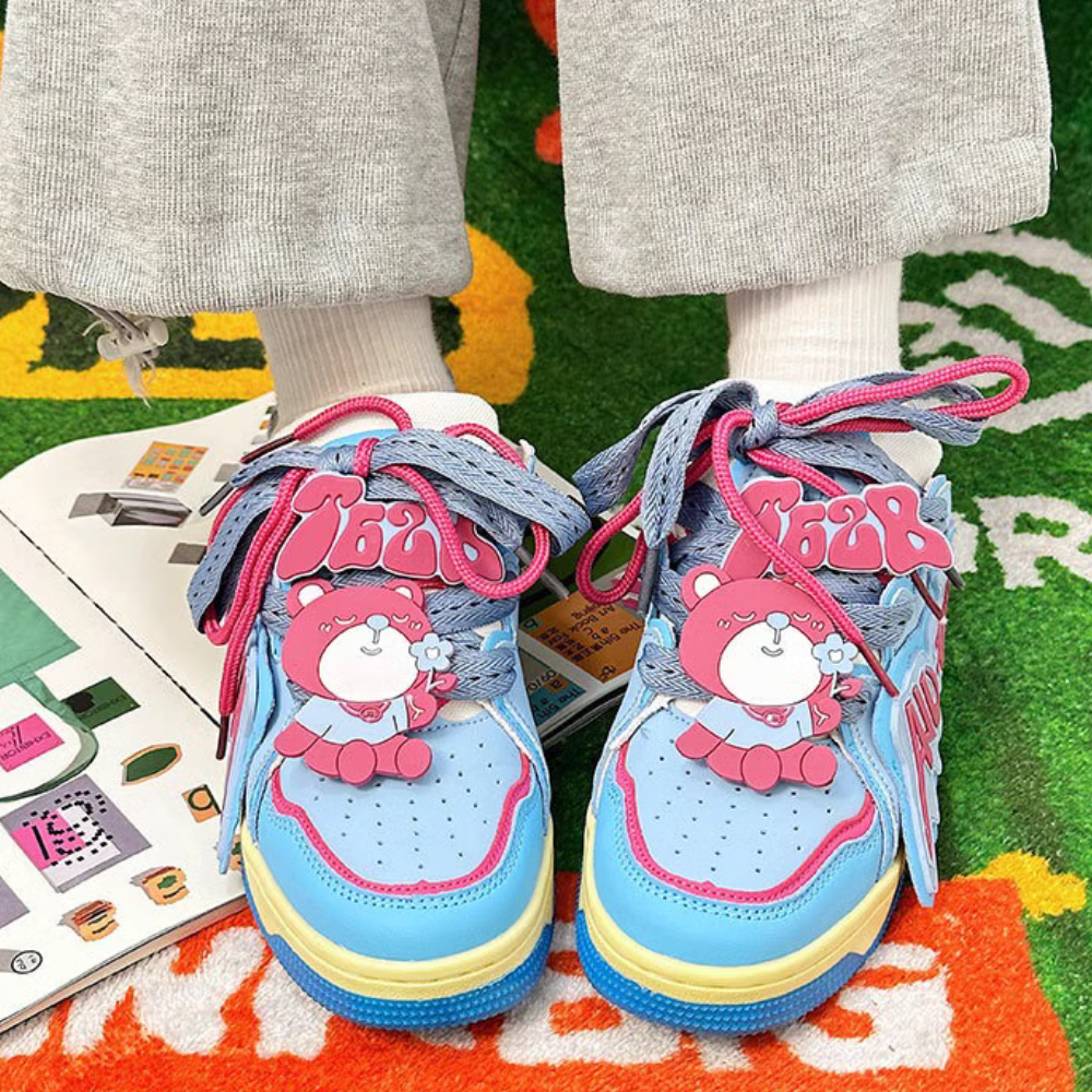 Cute Bear Patch 3D Letter Shoes