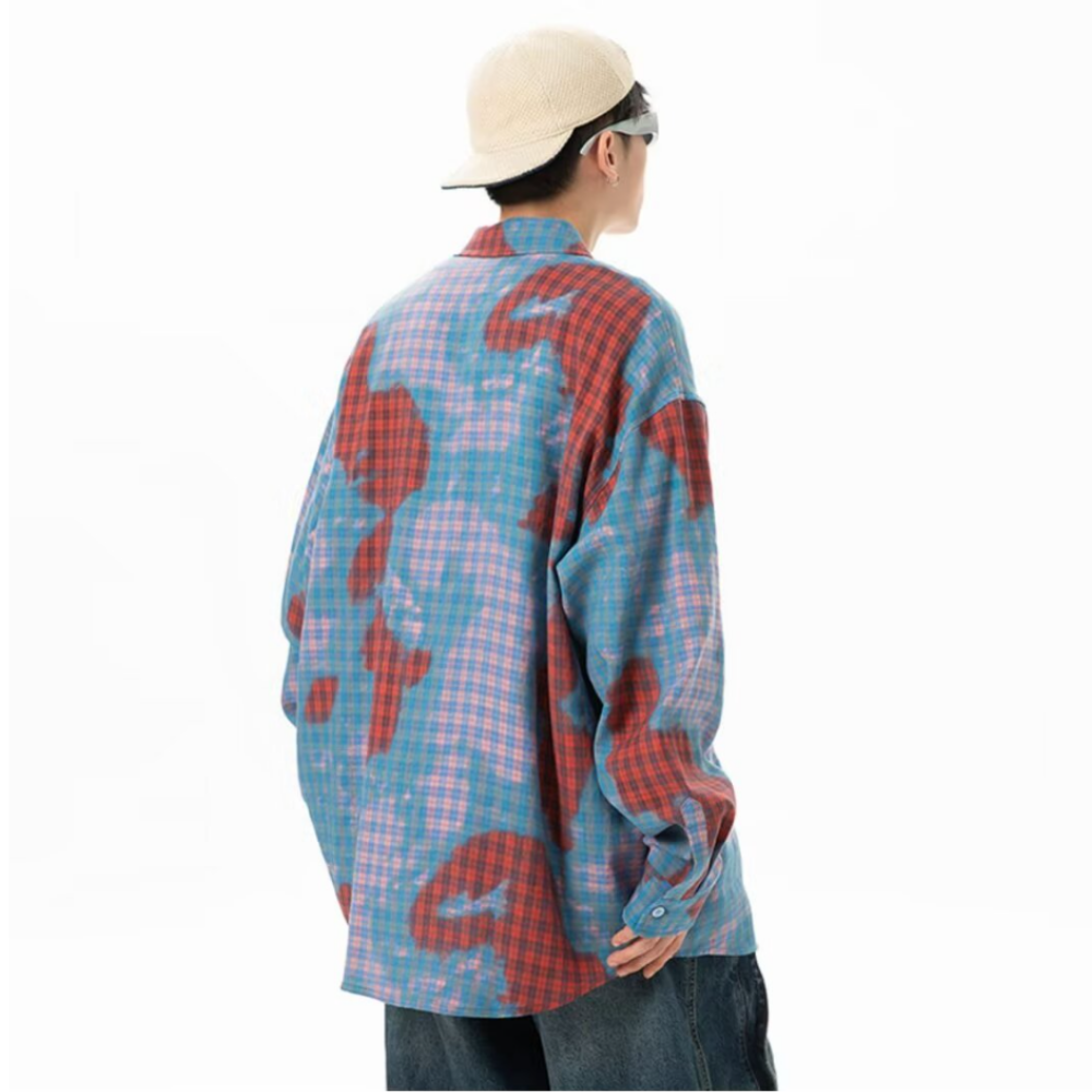 Street Contrasting Letter Plaid Shirt