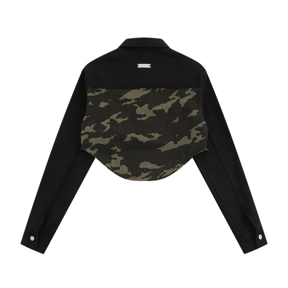 Women's High Street Camouflage Stitching Outfit Sets