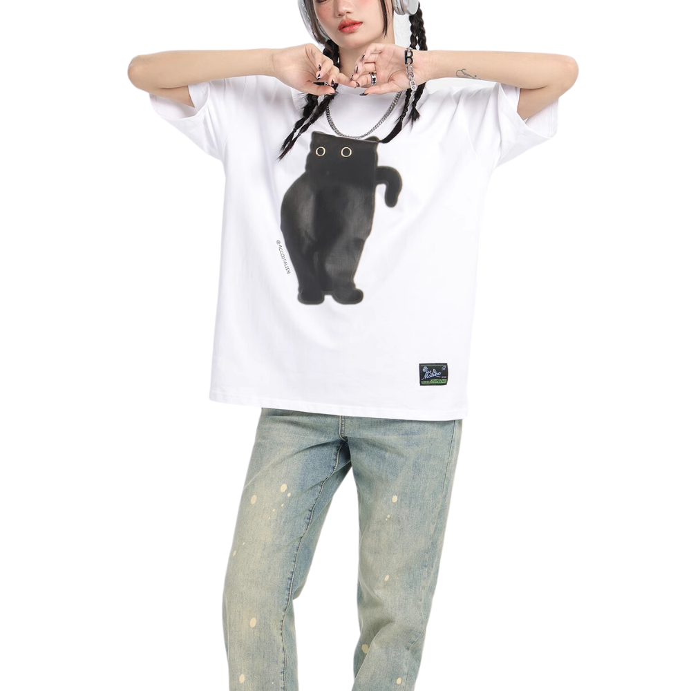 Apathy Little Black Cat T-shirt