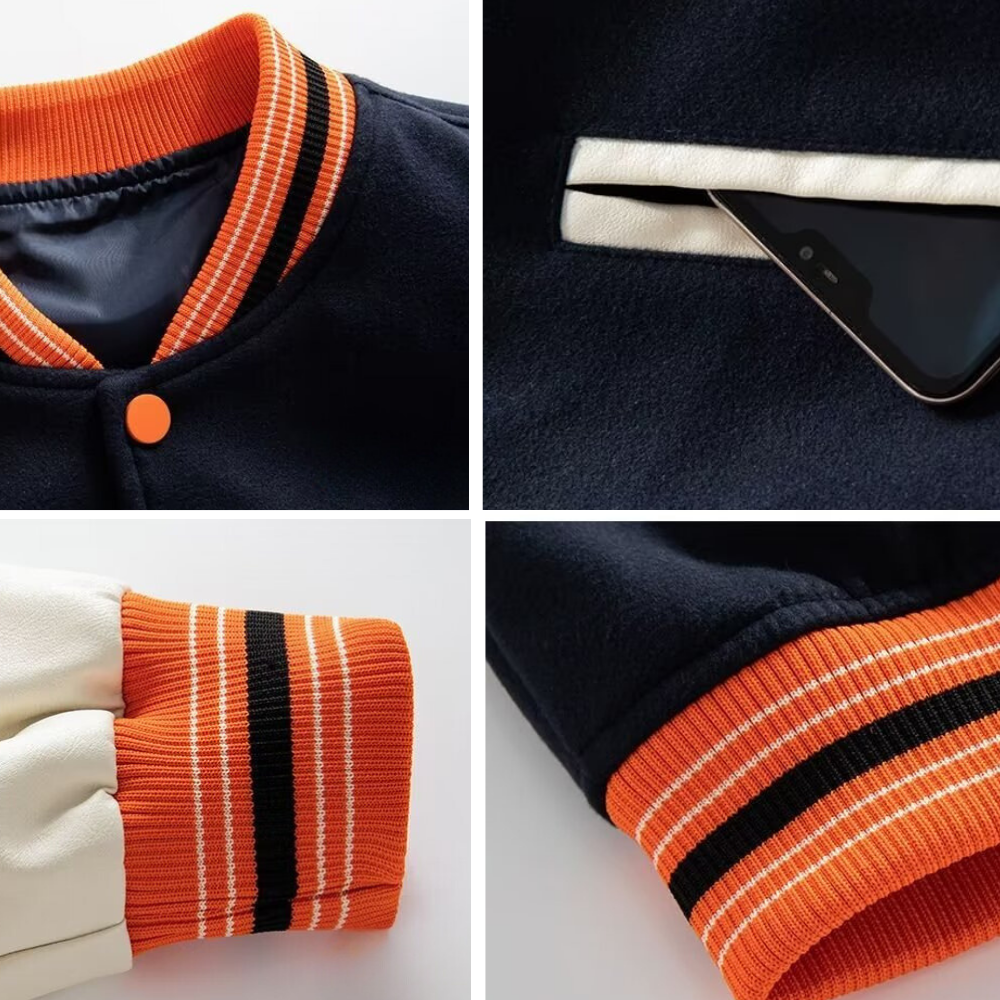 Hip-Hop Lettering Embroidered Baseball Jacket