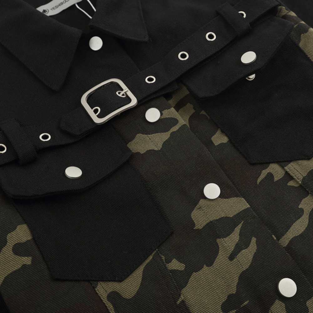 Women's High Street Camouflage Stitching Outfit Sets