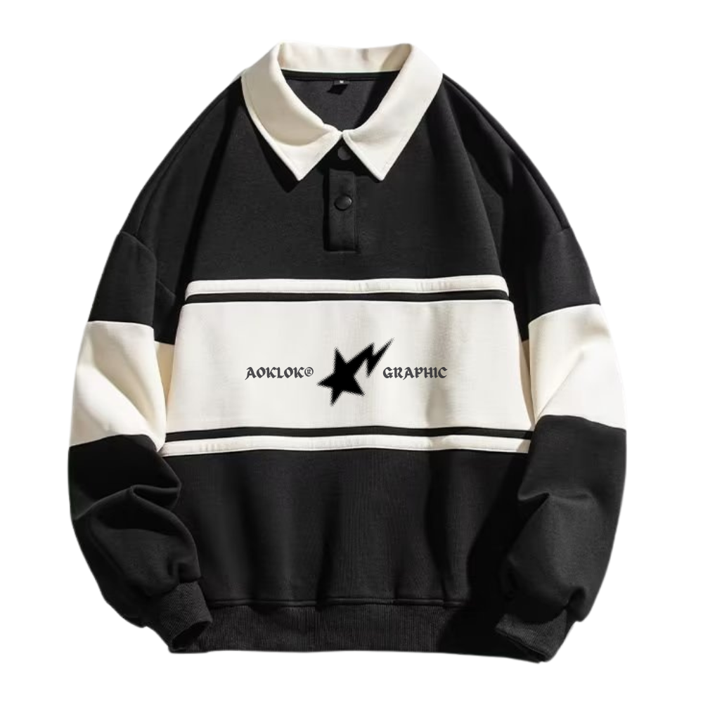 AG Star Contrasting Polo Sweatshirt