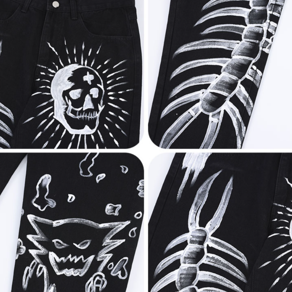 Hip Hop Graffiti Skeleton Jeans