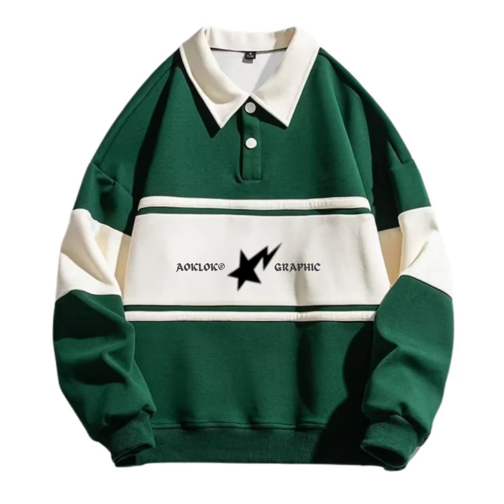 AG Star Contrasting Polo Sweatshirt