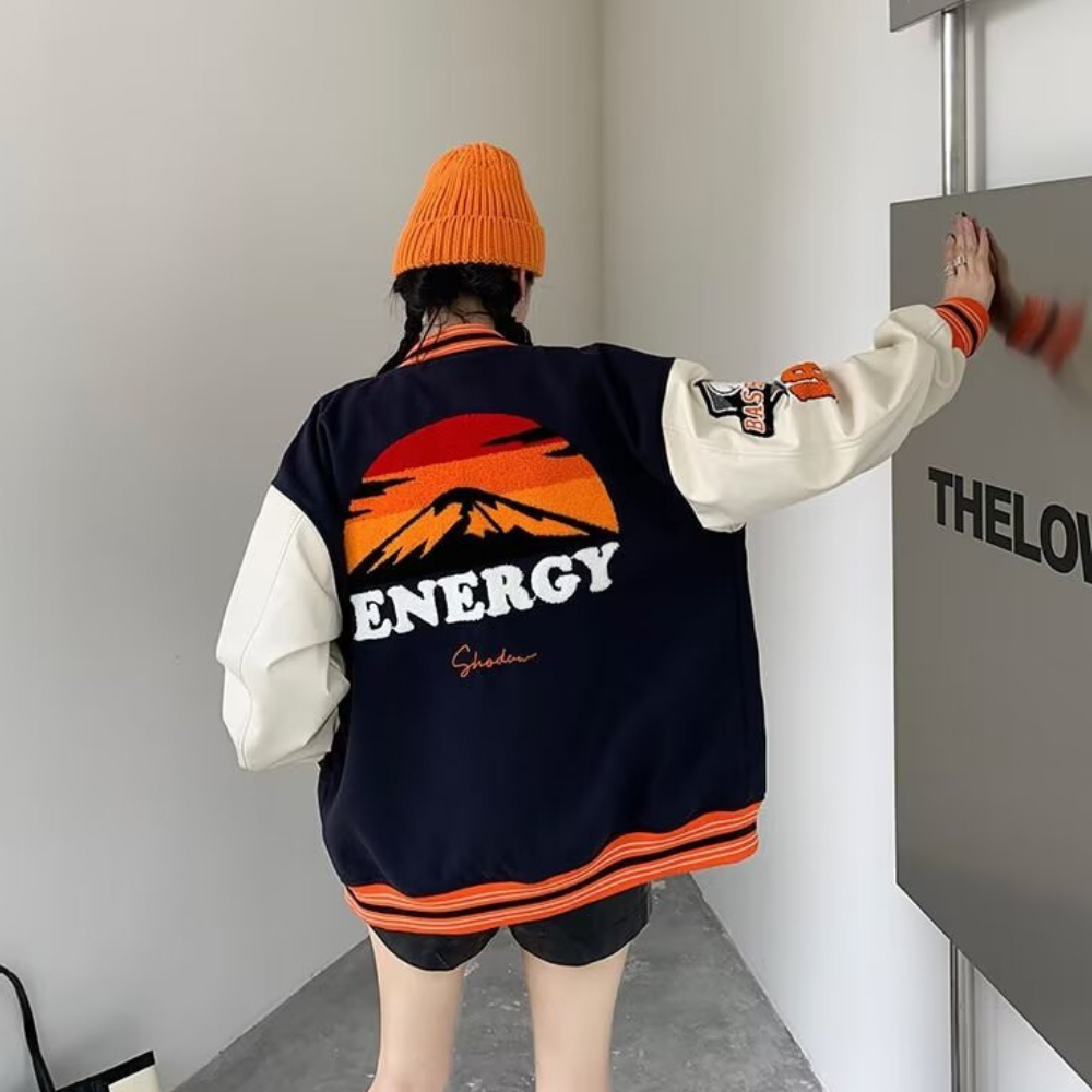Hip-Hop Lettering Embroidered Baseball Jacket