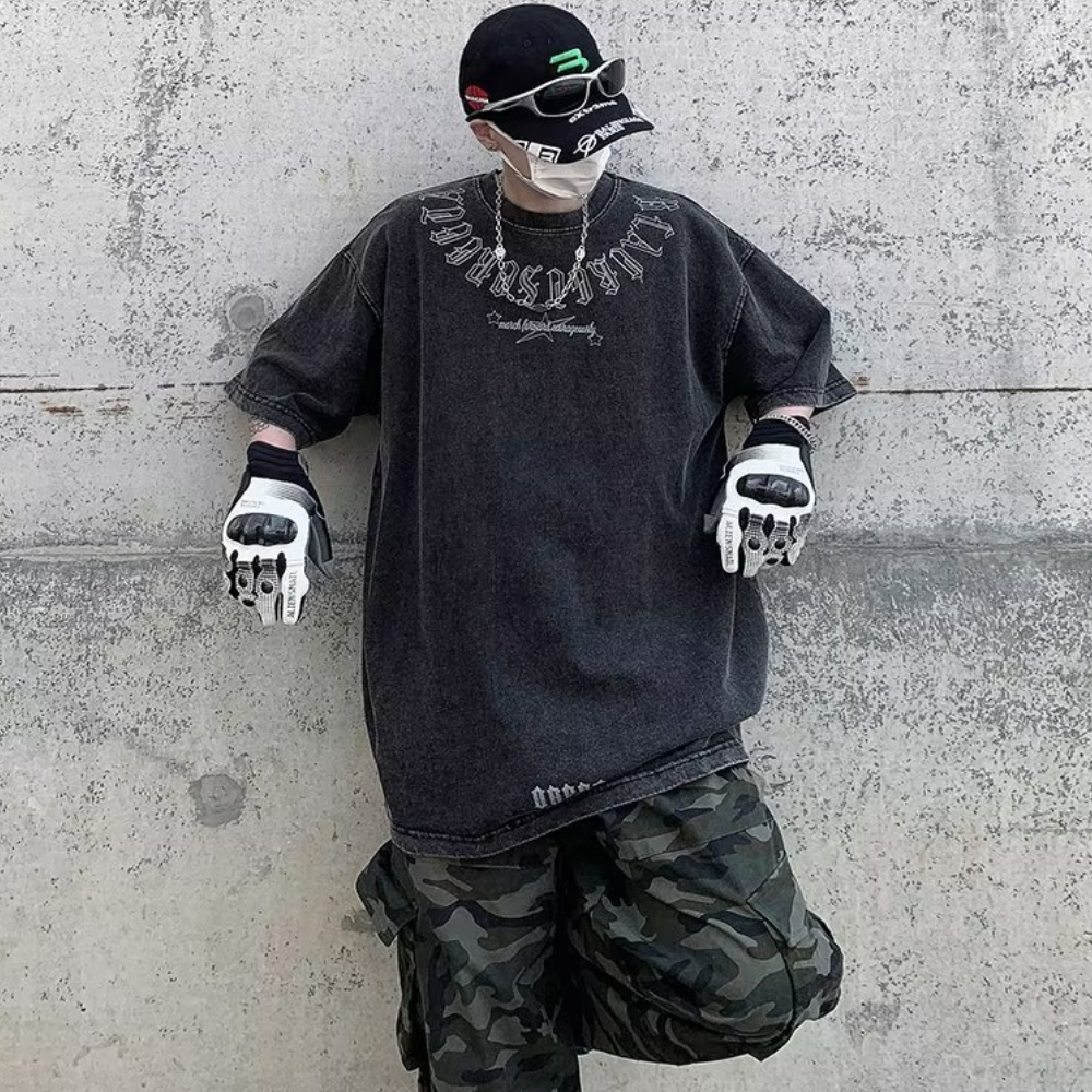 Dark Gothic Alphabet Crewneck T-Shirt