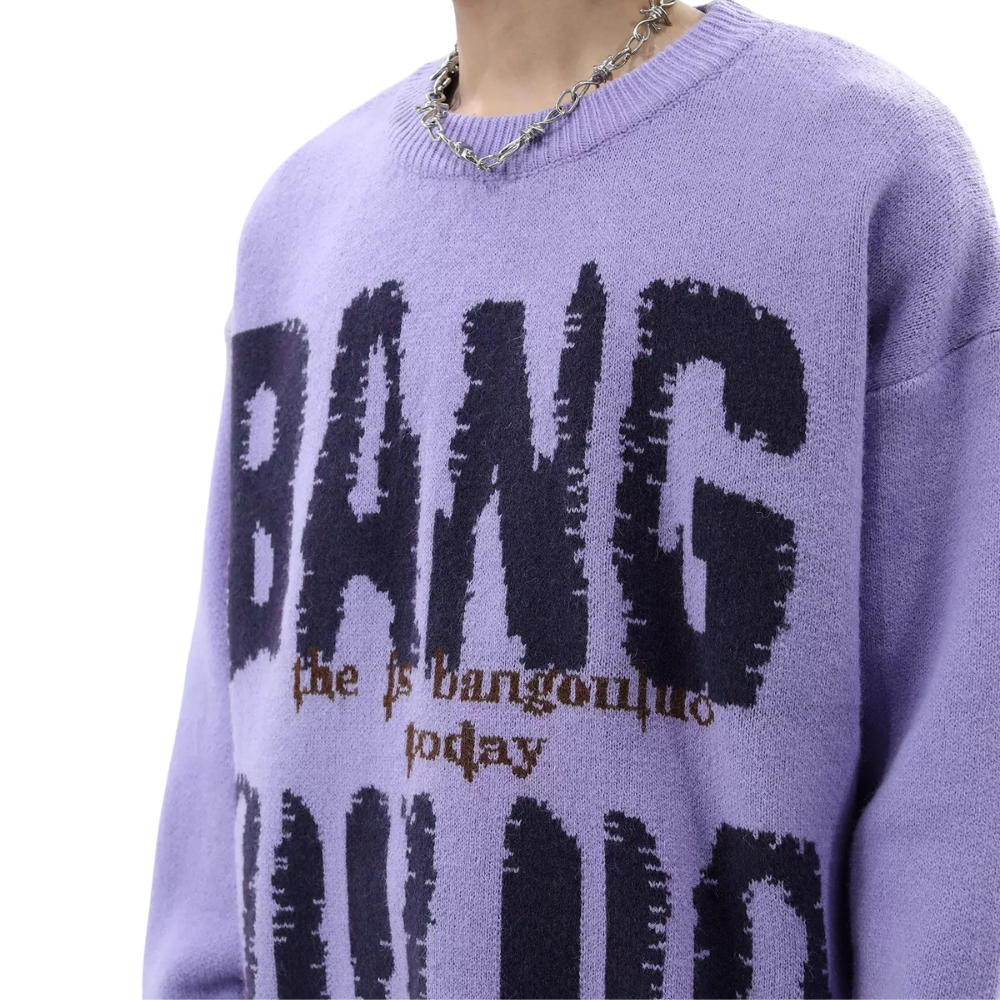 OOC' Lettering Print Loose Sweater