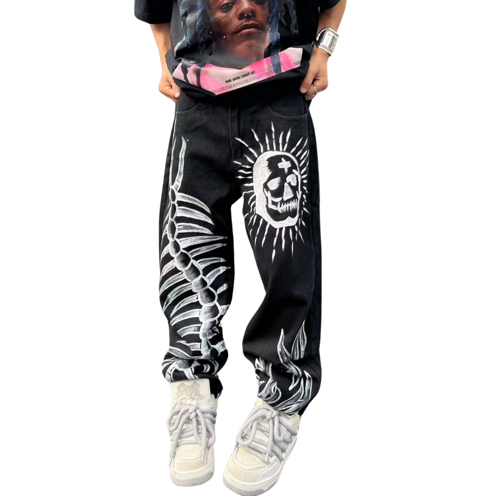 Hip Hop Graffiti Skeleton Jeans