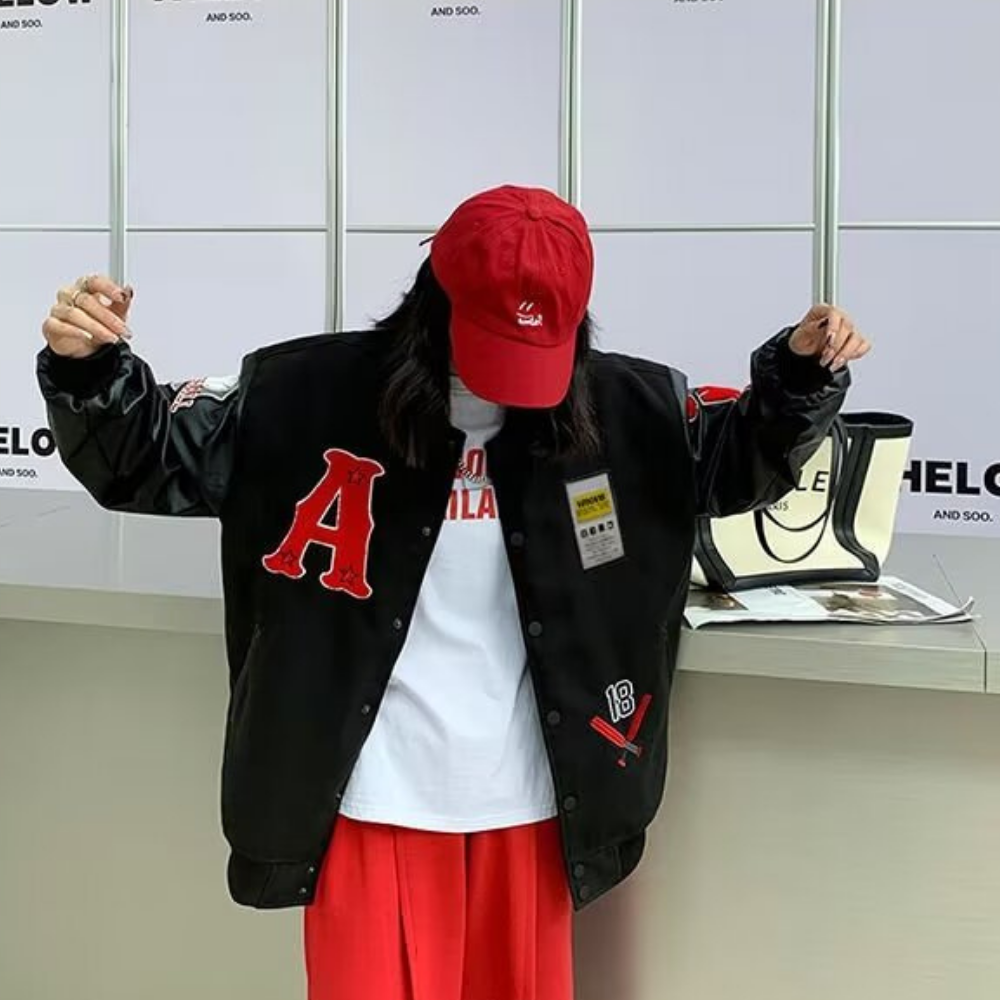 Hip-Hop Lettering Embroidered Baseball Jacket