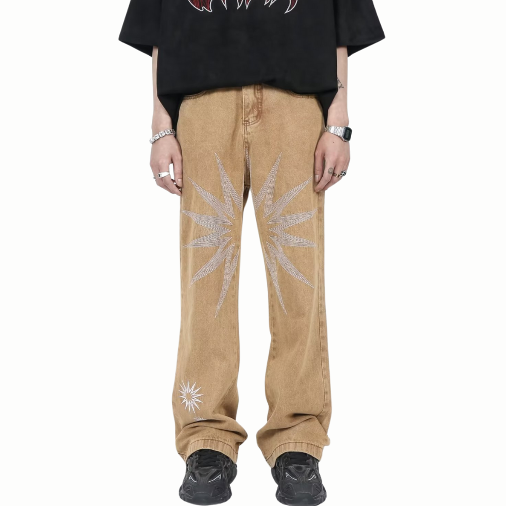 DF| Heavy Starburst Daisy Embroidery Jeans