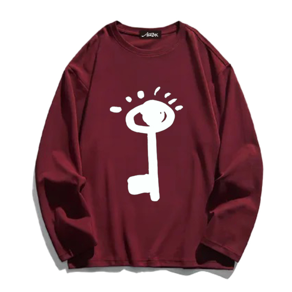 Summer Loose Key Print Long Sleeve Shirt