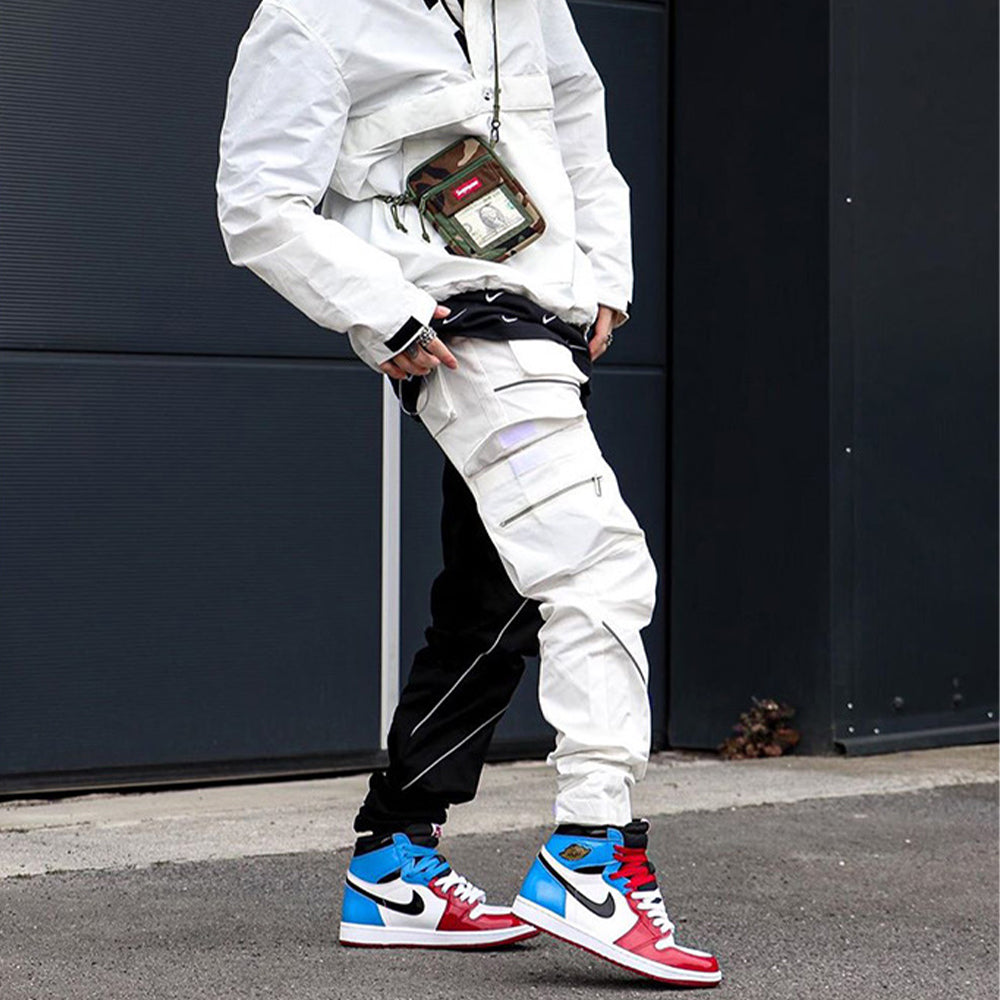 CE | Reflective Line Black-White Cargo Pants