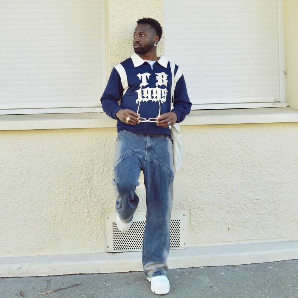 Casual Solid Color Panel Jeans