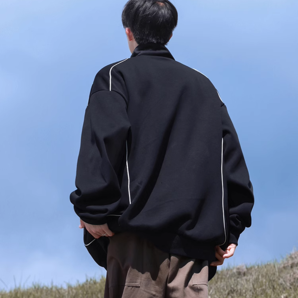 High Street Zipper Reflective Strip Sweatshirt
