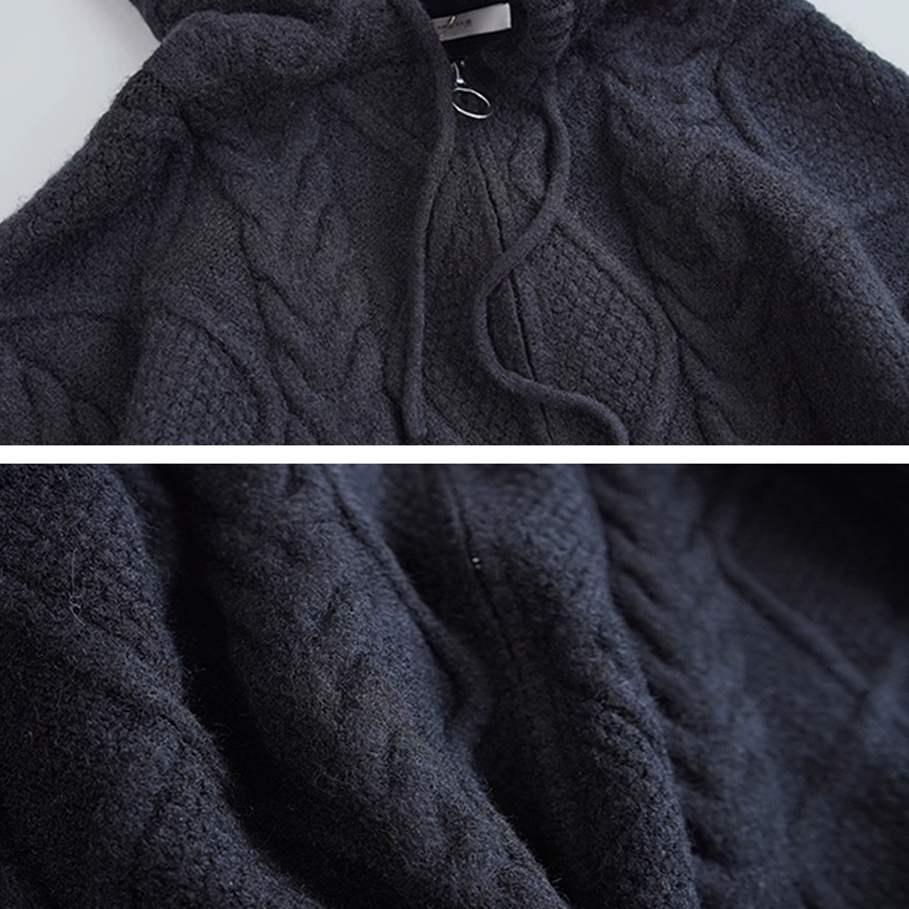 Hooded Loose Knit Zipper Hoodies