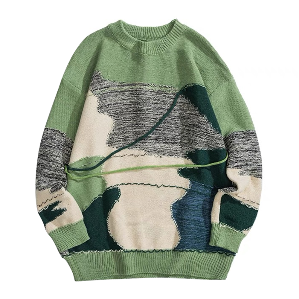 Irregular Contrasting Color Design Sweater
