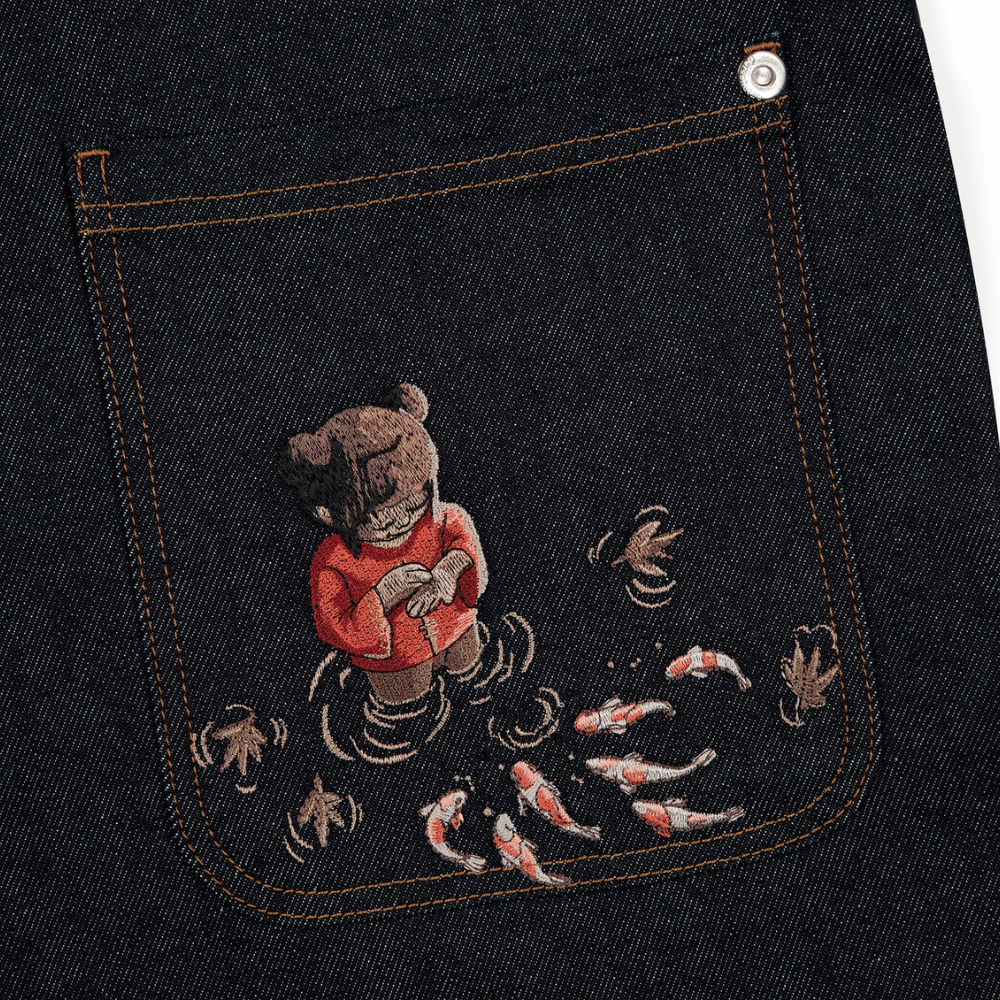 Evokyn Embroidered Koi Fish Denim Jeans