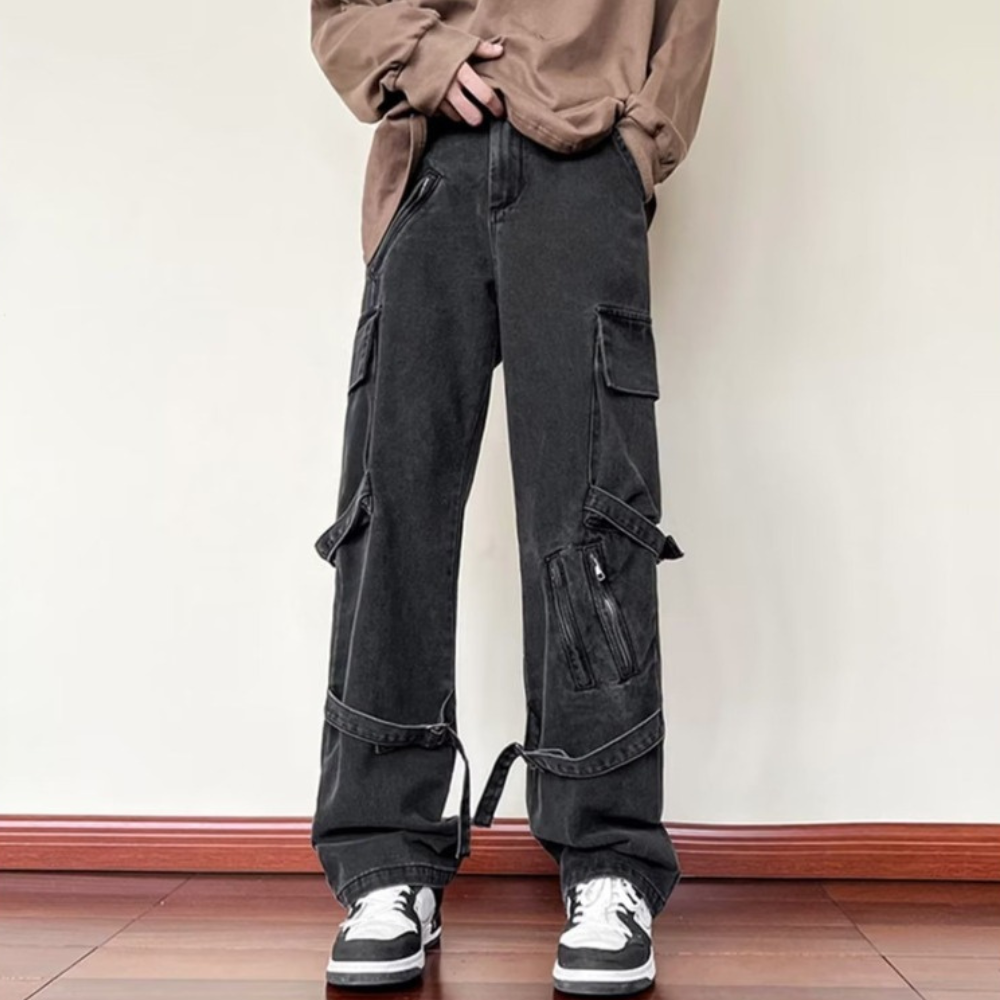 Solid Lace-Up Jeans