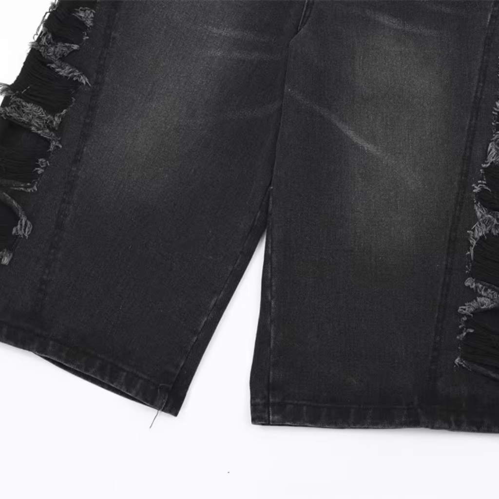 Side Ripped Denim Shorts