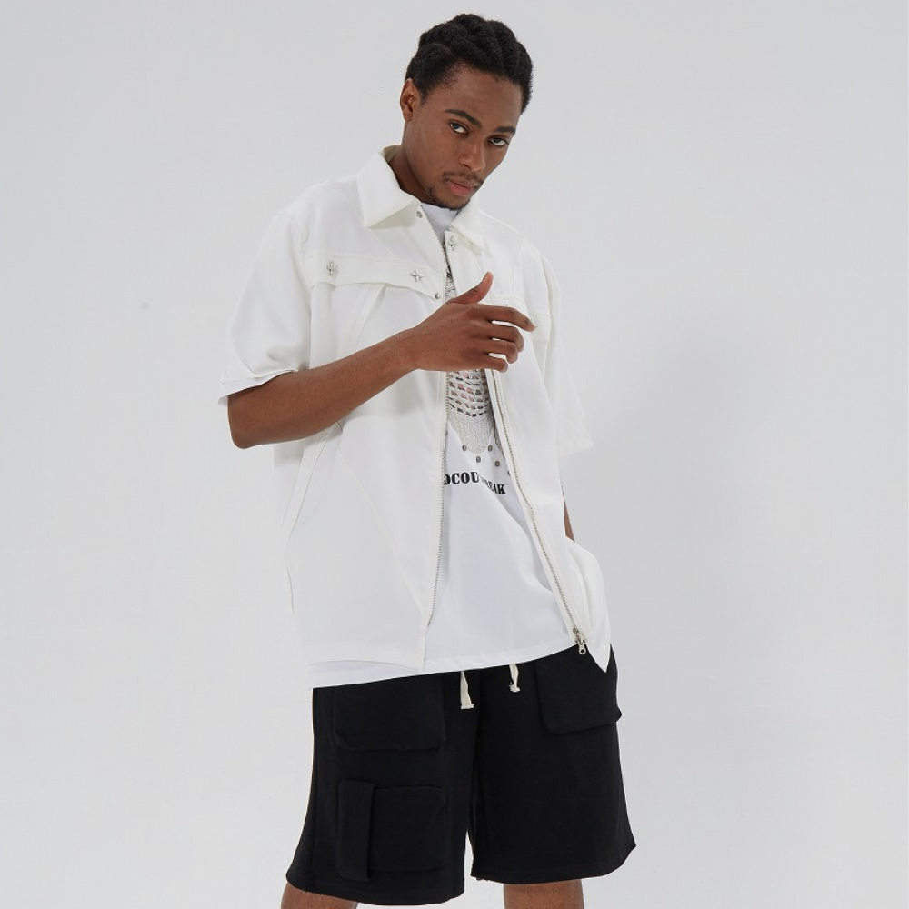 Urban Plain Collar Short Sleeve Shirt
