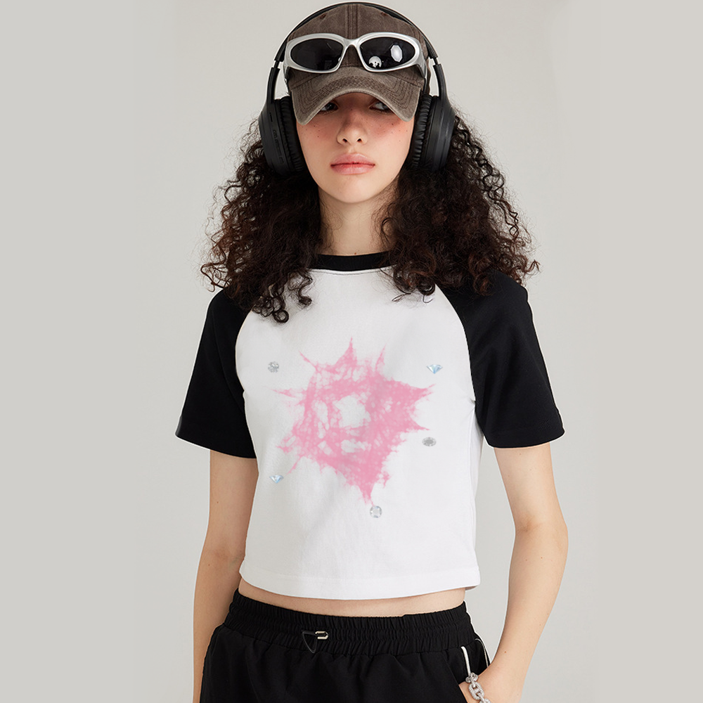 Women's Short Diamond Print T-Shirt
