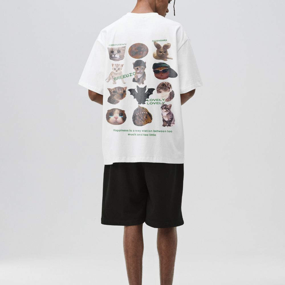 Cartoon Anime Cat Print T-shirt