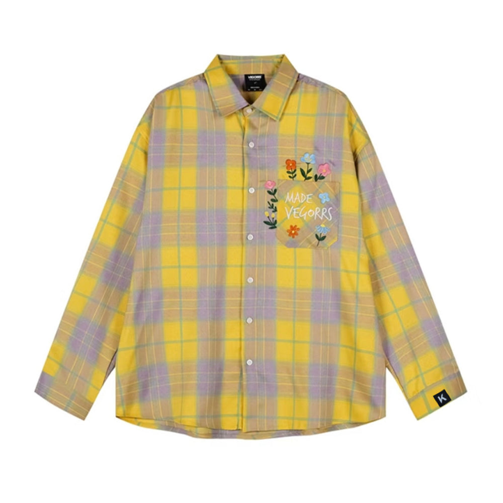 Colored Floral Embroidered Longsleeve Shirt