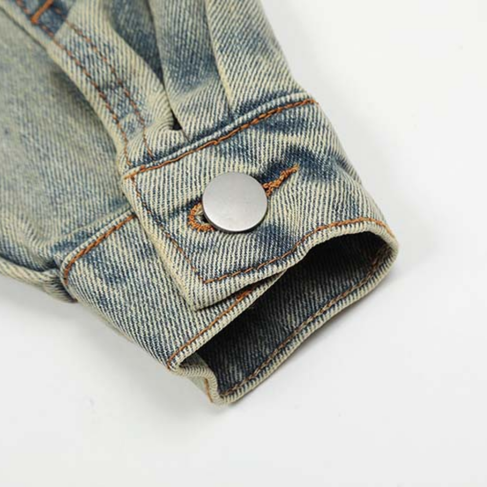 American High Street Lettering Embroidered Denim Jacket