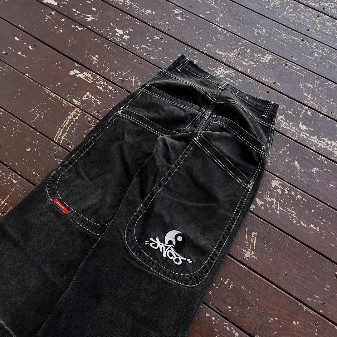 BAGGOUT American retro Yin Yangs print jeans