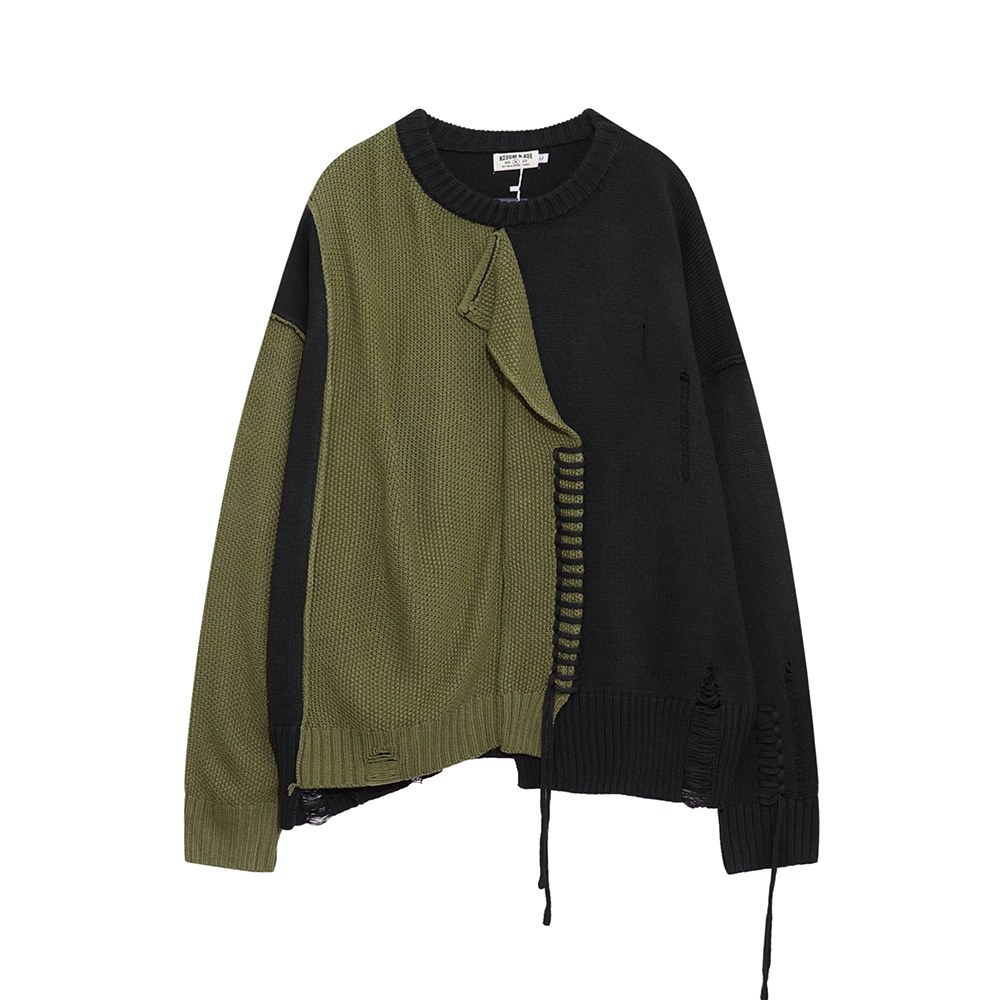 Irregular Stitching In Contrasting Colors Sweater