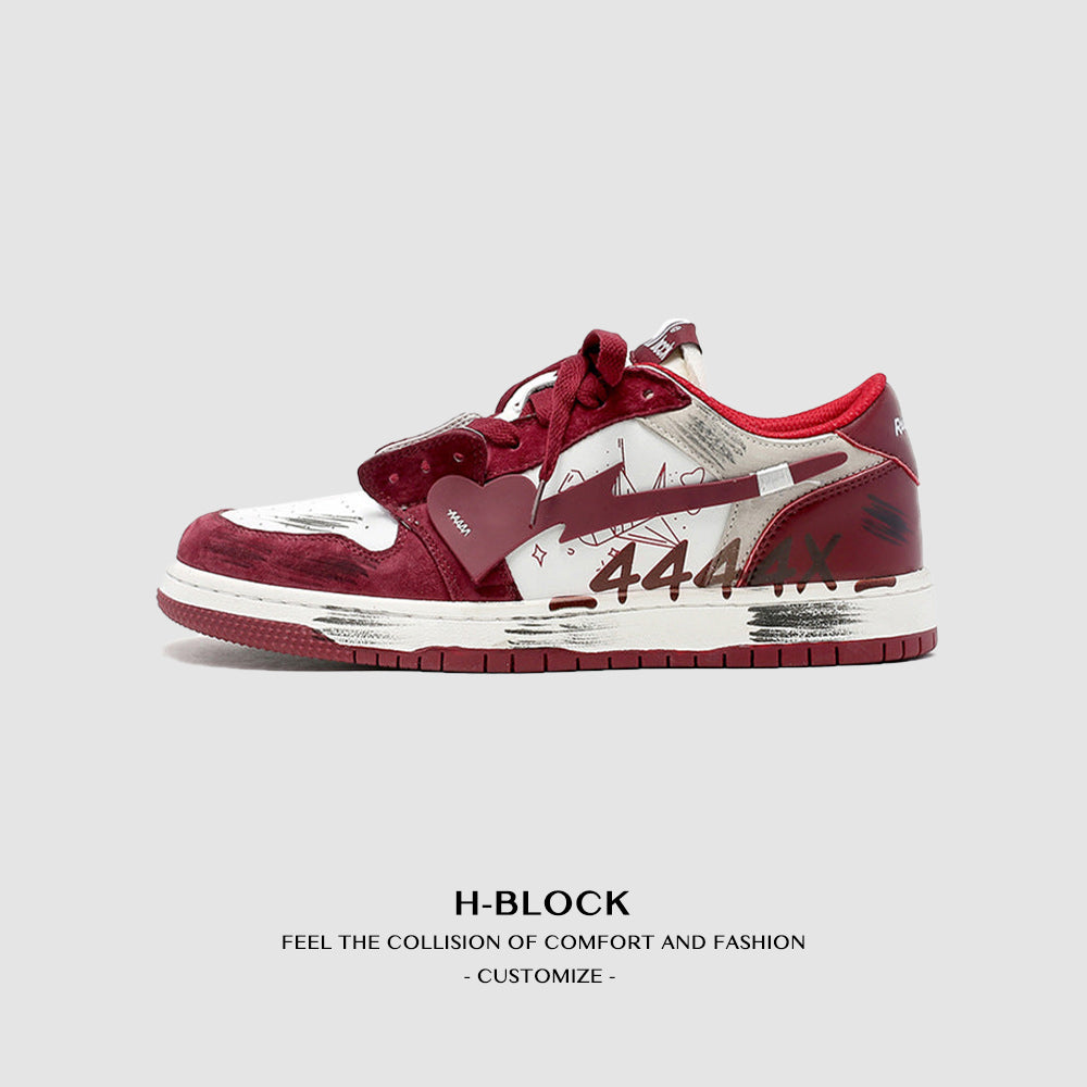 H-Block | Street Canvas Patchwork Red Casual Sneakers