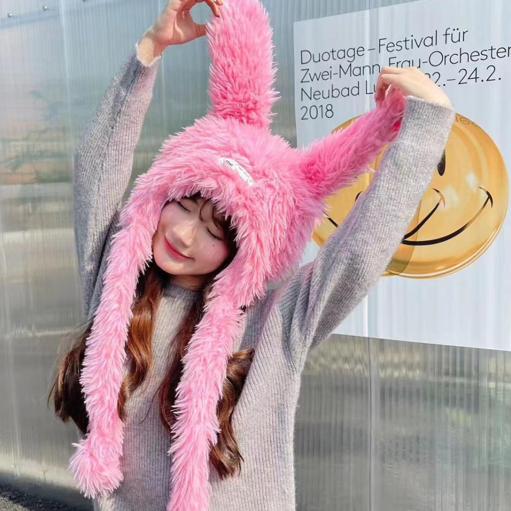 Cute Bunny Plush Thickened Warm Hat