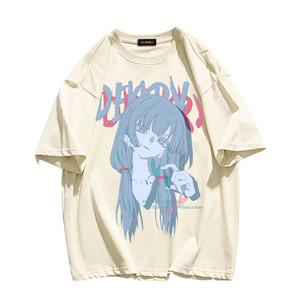 Urban Japanese Cartoon Girl Print T-shirt