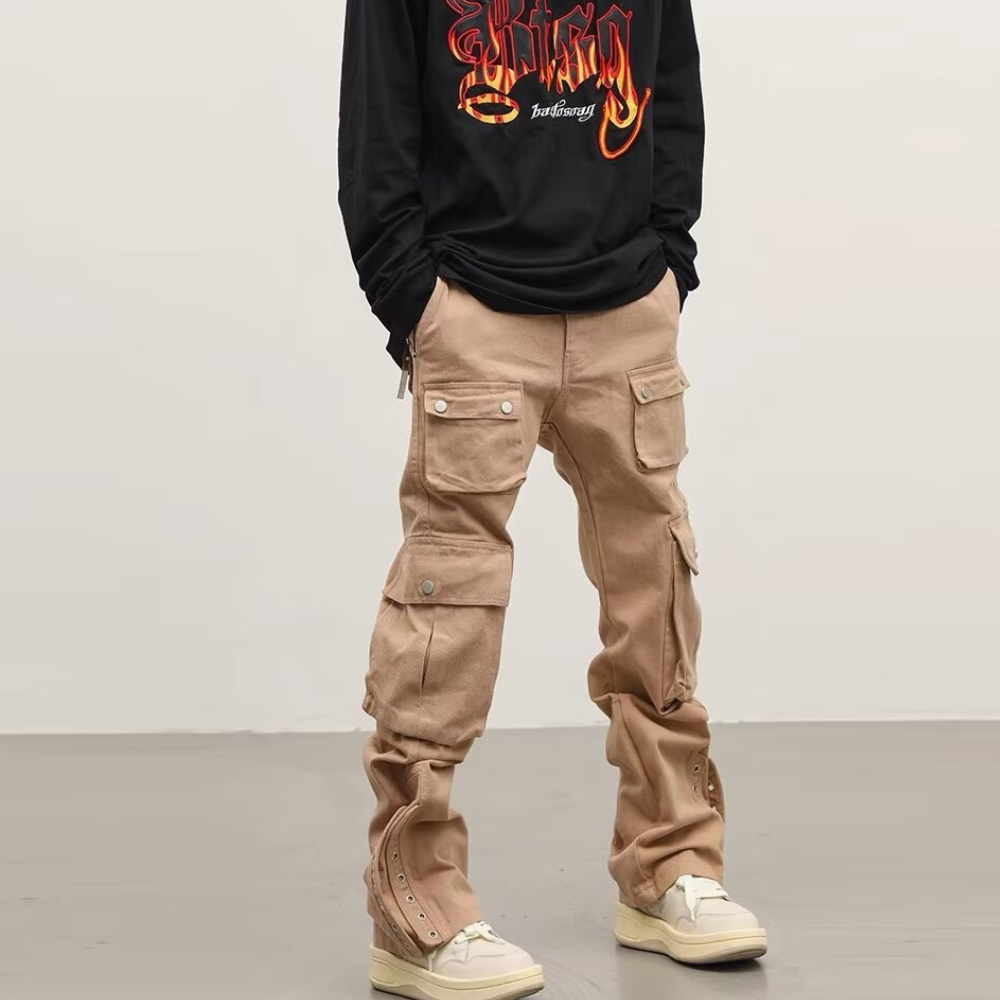 High Street Multi-Pocket Buttoned Cargo Pants