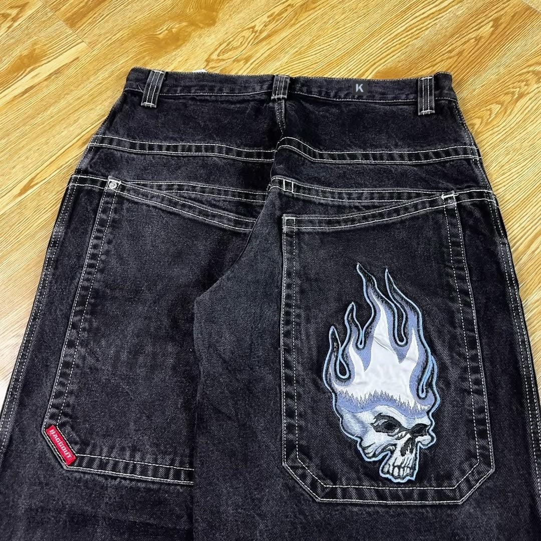 BAGGOUT American inmortal skull street loose casual jeans for men and women