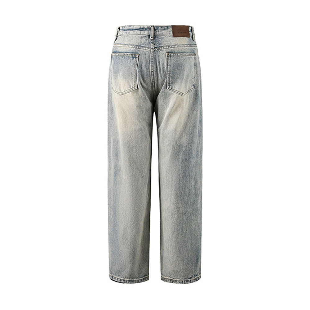 Design Flower Flocked Distressed Jeans