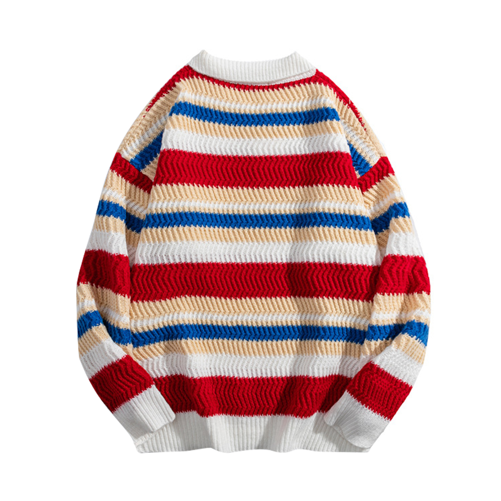 Japanese Rainbow Striped Polo Sweater