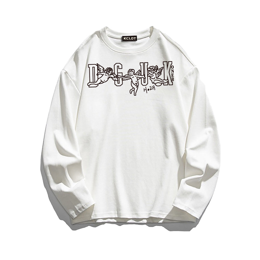 Cute Guardian Angel Print Sweatshirt